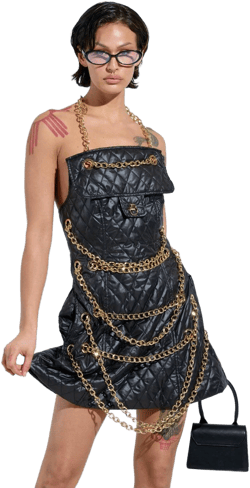 Akira Good Vibes Quilted Nylon Mini Dress