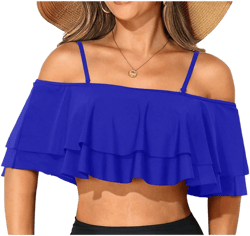 Women's Off Shoulder Ruffle Bikini Top
