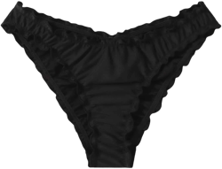 Milumia Women's Ruched Lettuce Trim Bikini Bottoms
