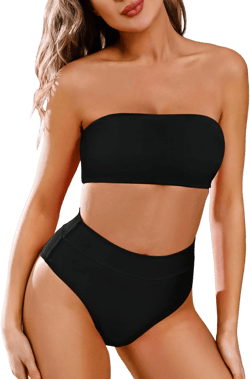 Pink Queen Women's Removable Strap Pad High Waist Bikini Set Swimsuit
