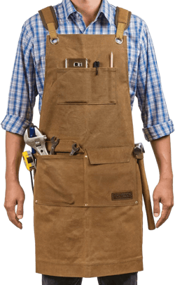 Woodworking Shop Aprons for Men and Women | 16 oz Durable Waxed Canvas Work Apron with Pockets | Cross-Back Straps | Adjustable Tool Apron Up To XXL | Gift for Woodworker - Bring a Smile to Their Face