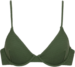 Women Olive Micro Scrunch Dainty Bikini Top