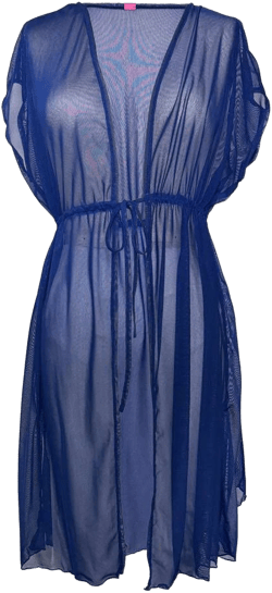 Navy Open Mesh Cover Up with Drawstring Waist