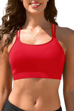 Women's Scoop Neck Criss Cross Back Sports Bra Bikini Top