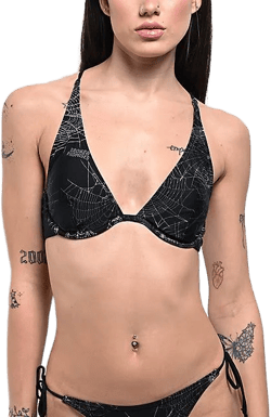Broken Promises Chrome Web Underwire Bikini Top