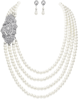 BABEYOND Vintage 1920s Gatsby Pearl Necklace Set