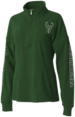 Wear by Erin Andrews Women's Milwaukee Bucks Icon 1/2 Zip Pullover