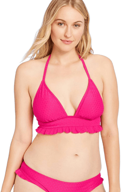 Shade & Shore Women's Textured Dot Ruffle Halter Bikini Top