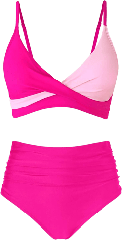Amy Babe Women's High Waisted Ruched Spaghetti Strap Bikini Set