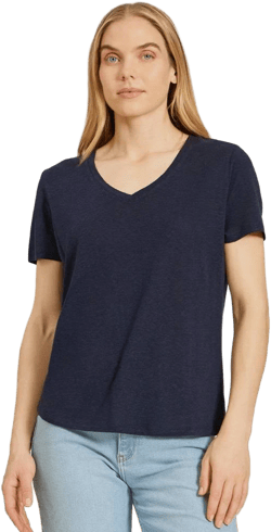 Relaxed Linen Blend V-Neck Tee