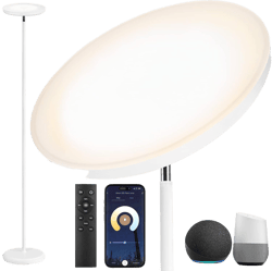 OUTON Smart LED Floor Lamp, 30W/3000LM Dimmable Bright Torchiere Sky Lamp Compatible with Alexa Google Home, WiFi Remote, Tall Standing Lamp with 4 Color Temperature for Living Room Bedroom Office