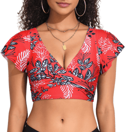 Mycoco Women's Ruffled Full Coverage Bikini Top