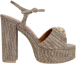 Kurt Geiger London Women's Kensington Crystal-Embellished Houndstooth Platform Sandals