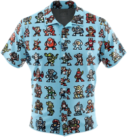 Badguys Mega Man Button Up Hawaiian Shirt