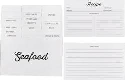 AuldHome Design Farmhouse Recipe Card Set (118-Piece Set); 100 Cards w/Dividers, Fits 4x6 Recipe Boxes, Double-Sided Modern Farmhouse Style
