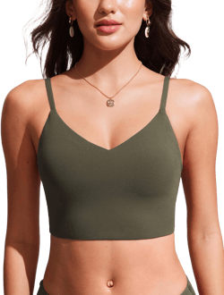 CRZ YOGA Women's Bikini Top Neck Adjustable Spaghetti Straps Swimsuit Padded Athletic Bathing Suit