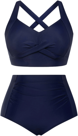 Hanna Nikole Women's High Waisted Ruched Two Piece Bikini Set with Tummy Control