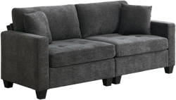 Hyleory Chenille Sectional Sofa,Indoor Furniture Convertible Modular Corduroy Sectional Sofa, Dark Gray