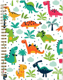 Spiral Journal Notebook,A5 Hardcover Lined Journals for Women Girl 6 x 8.3 in,120 Pages Thick Paper,Cute College Ruled Writing Notebook for Gifts Office Work School(Cute Dinosaurs)