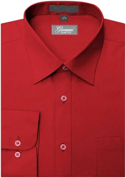 Giovanni Men's Apple Red Convertible Cuff Dress Shirt
