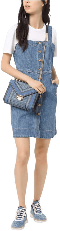 MICHAEL Michael Kors Women's Button-Front Denim Mini Dress