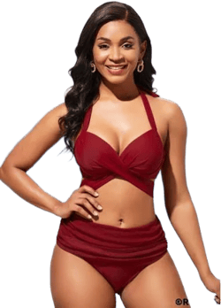 Rotita Halter Mid Waist Bikini Set