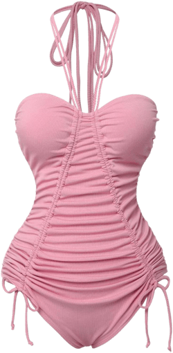 1950s Halter Pleated One-Piece Swimsuit
