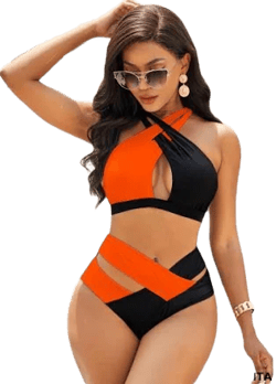 Rotita High Waisted Cross Strap Bikini Set