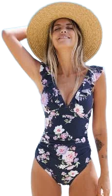 Cupshe Women's Ruffled Lace Up One-Piece Swimsuit