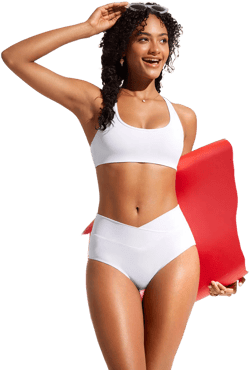 CRZ YOGA Women's High Waisted Cross Front Bikini Bottom