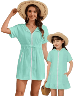 Mommy and Me Terry Cloth Hooded Swimsuit Coverup
