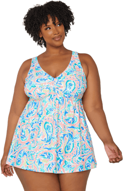 Raisins Curve Lucia V-Neck Tummy Control Swimdress