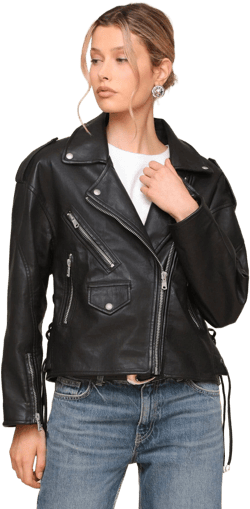Victoria's Secret Women's Faux Leather Lace-Up Biker Jacket