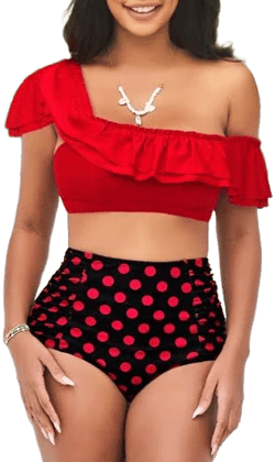 Rotita High Waist Flounce Smocked Bikini Set