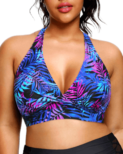 Yonique Women's Halter V Neck Bikini Top