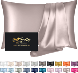 Silk Pillowcase for Hair and Skin, Mulberry Silk Pillow Cases Queen Size, Soft Anti Acne Cooling Beauty Sleep Both Sides Natural Silk Satin Pillowcases with Hidden Zipper, Gifts for Women Men, Taupe