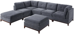 7 Piece Ash Grey Chenille Fabric Modular Sectional with Ottomans