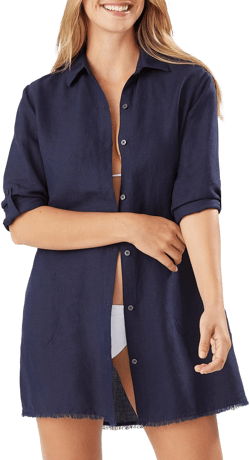 Tommy Bahama Women's St Lucia Boyfriend Shirt Cover Up