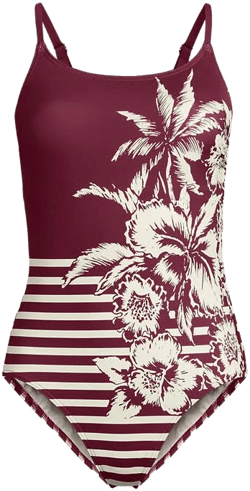 Lands' End Women's Tugless Thin Strap One Piece Swimsuit