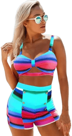 Rotita High Waisted Geometric Bikini Set