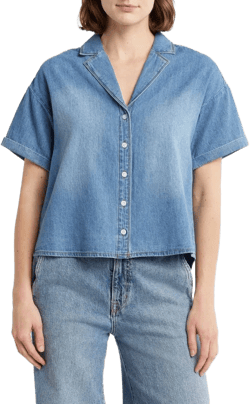 Melrose and Market Chambray Short Sleeve Button-Up Shirt