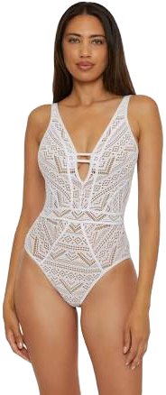Becca Women's Color Play One Piece Swimsuit Plunge Neck