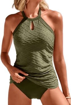 Modlily Cut Out Mid Waisted Tankini Set
