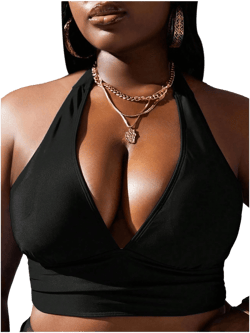 MakeMeChic Women's Halter Tie Back Bikini Top