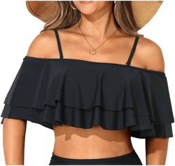 Women's Off Shoulder Ruffle Bikini Top