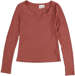 Melrose And Market Womens Ribbed Basic T-shirt, Rust, Xl