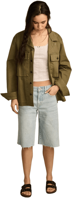 Lucky Brand Women's Raw Hem Low-Rise Baggy Denim Shorts