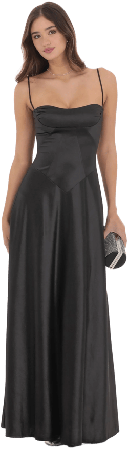 Satin Square Neck Maxi Dress