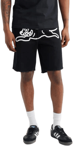 Icecream Men's Black Dog Strawberry Fit Denim Shorts
