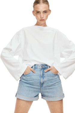 H&M Ladies Mom Ultra High Denim Shorts